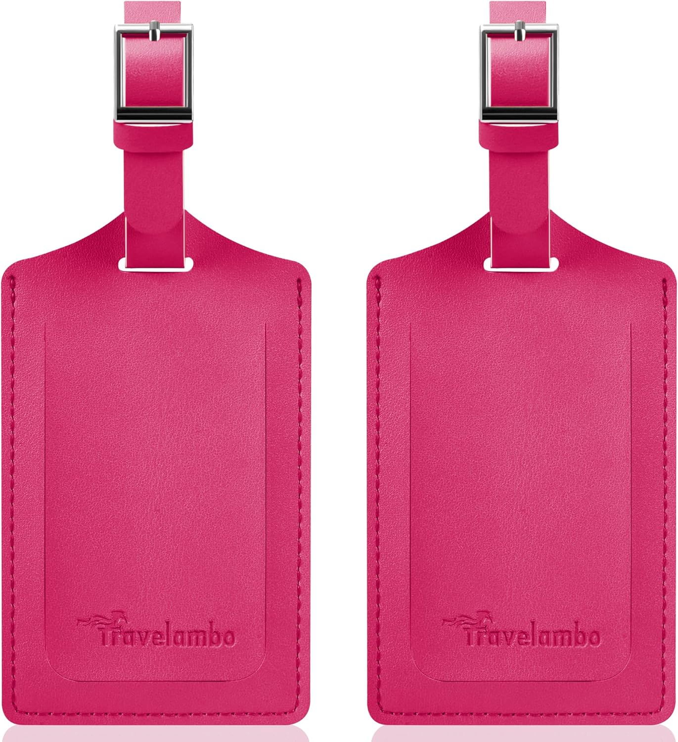 Travelambo Luggage Tags for Suitcases Faux Leather Privacy Protection 2 Pack Bag Tags Travel Accessories Essential, Rose Red