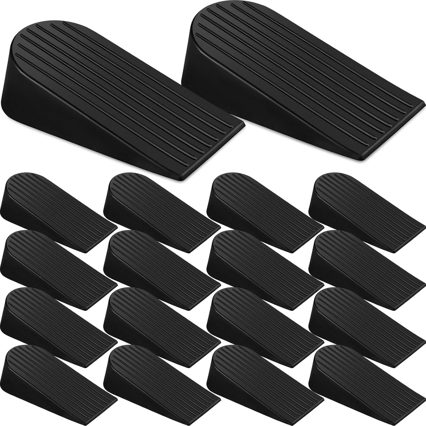 Frienda 16 Pack Large Door Stoppers Heavy Duty Rubber Stopper for Bottom of Door Wedge Stopper for Home Office (Black)