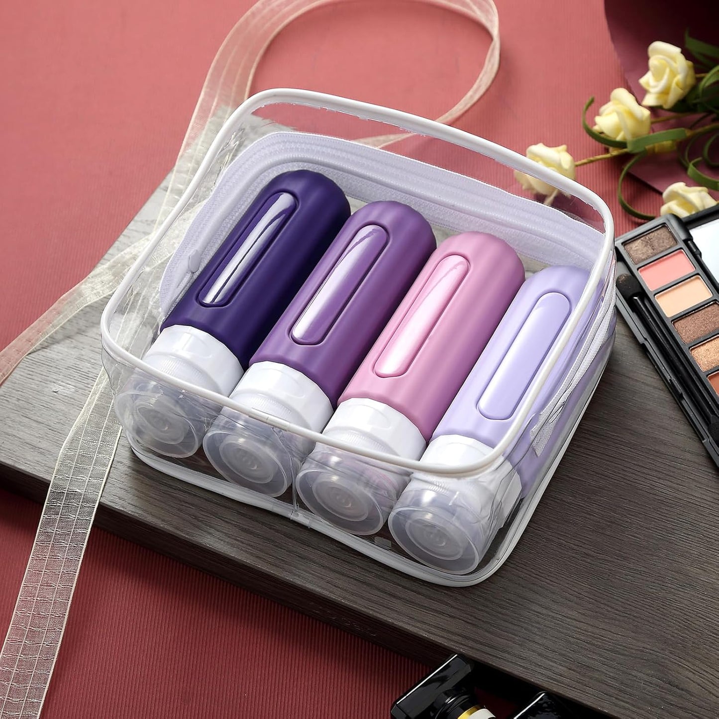 16 Pack Travel Bottles Set for Toiletries, Leakproof Travel Containers for Toiletries TSA Approved Silicone Travel Accessories Squeezable Refillable 3oz for Shampoo Conditioner Lotion