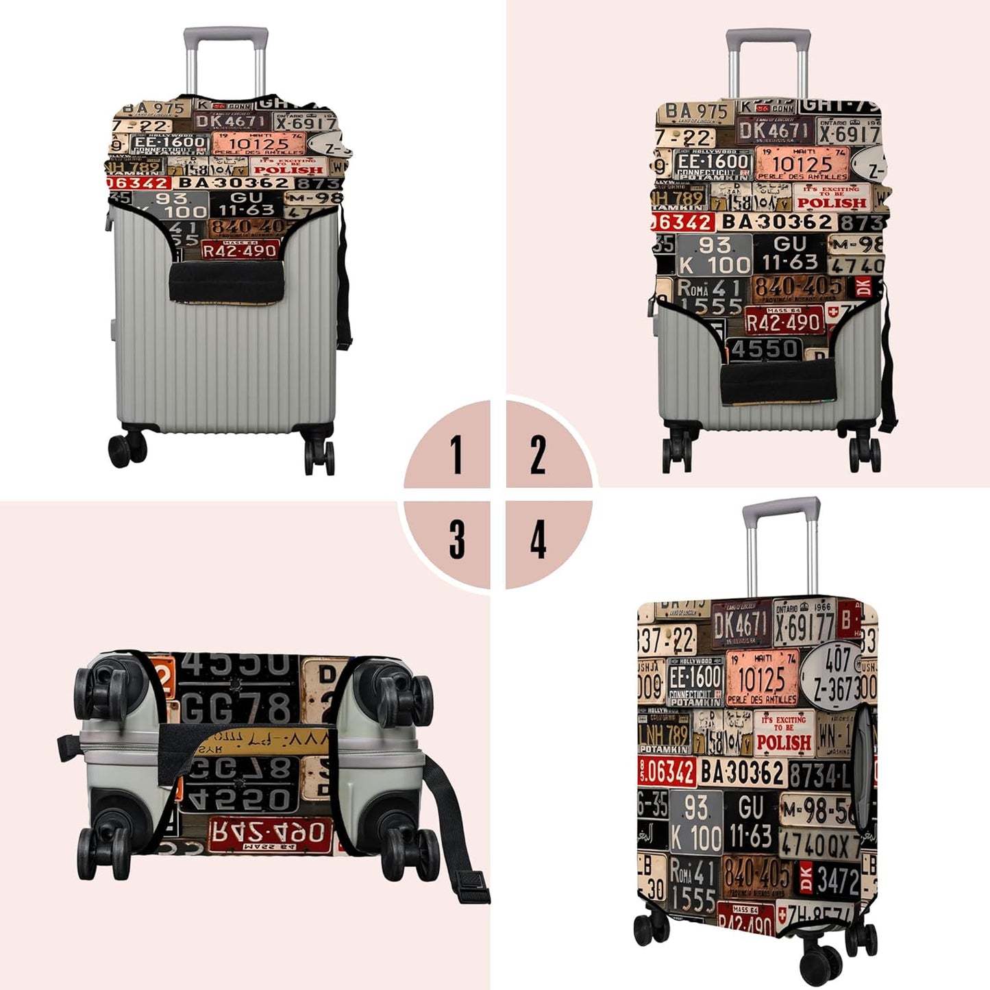 Travel Luggage Cover Suitcase Protector Fits 18-32 Inch Wheel Covers PatternedTravel Related Items Flower Luggage Protector Elastic S