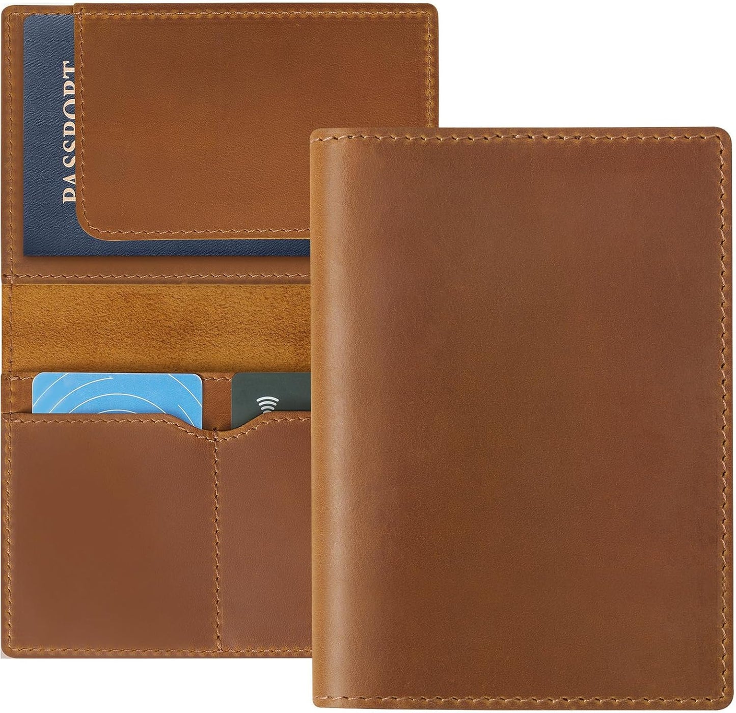 Jack&Chris Leather Passport Holder, Handmade Passport cover, Travel Wallet Cover Case for Men and Women, Leather Travel Documents Organizer Protector, JC107