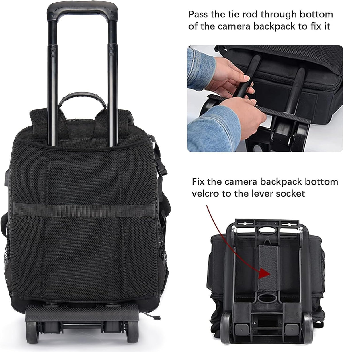 CADeN Camera Backpack Bag Professional for DSLR/SLR Mirrorless Camera Waterproof, Camera Case Compatible for Sony Canon Nikon Camera and Lens Tripod Accessories (Large, 5.0 Black)