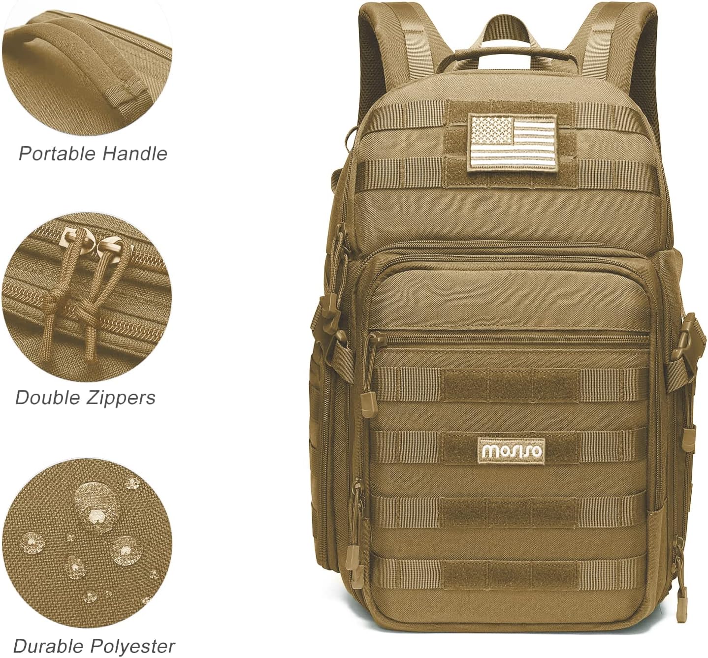 MOSISO Camera Backpack, DSLR/SLR/Mirrorless Tactical Camera Bag Case with Laptop Compartment Compatible with Canon/Nikon/Sony, Khaki