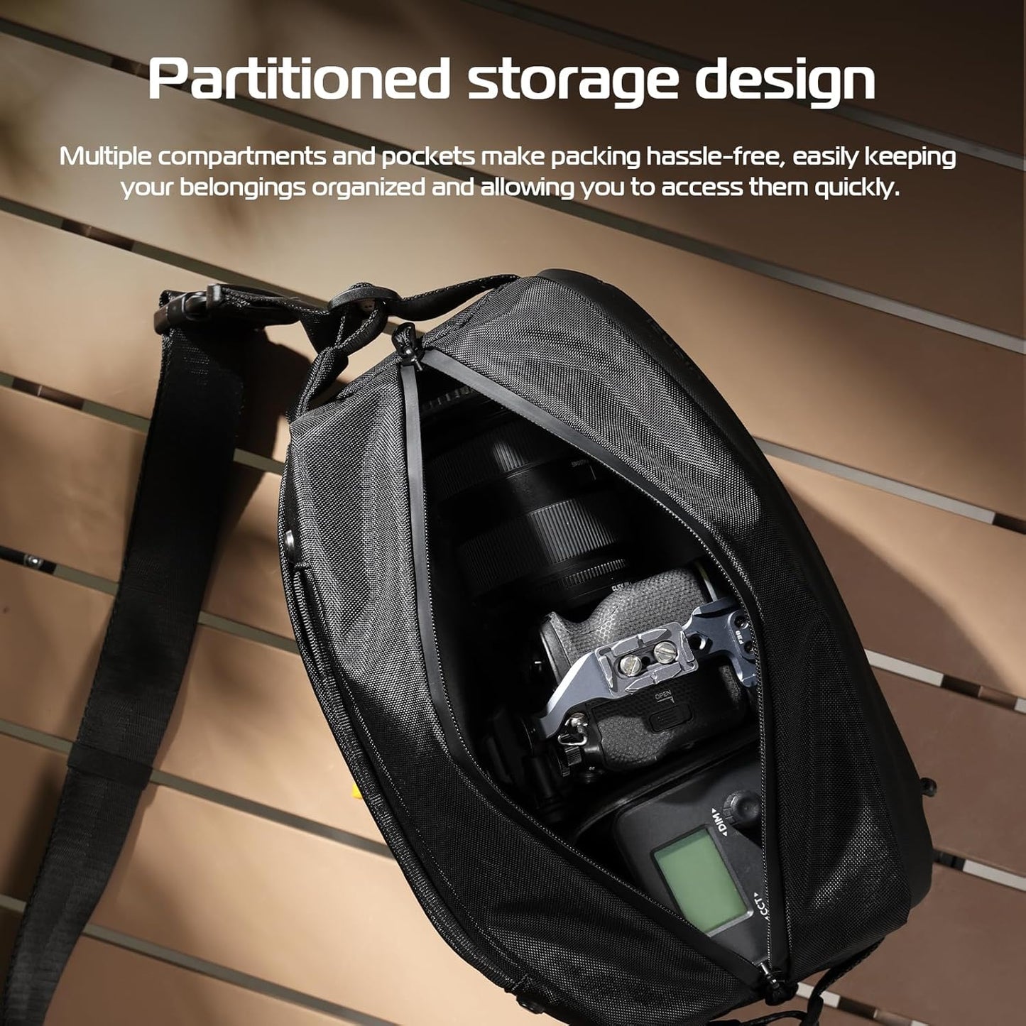 ULANZI Camera Sling Bag, Water-Resistant Camera Case with Tripod Holder, DSLR/SLR/Mirrorless Camera Bags Crossbody for photographers - Black