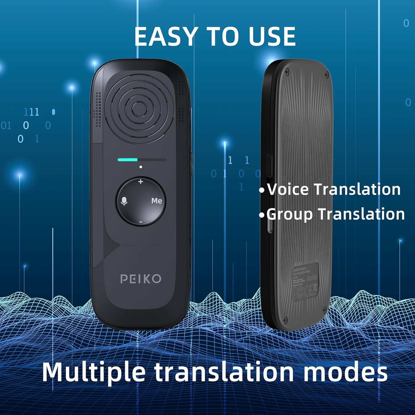Peiko 136 Language Translation Device, Two-Way Real-time AI Voice Instant Online Translator, Mini Tech Gadget, Offline Translation, Learning Travel and Business Communication