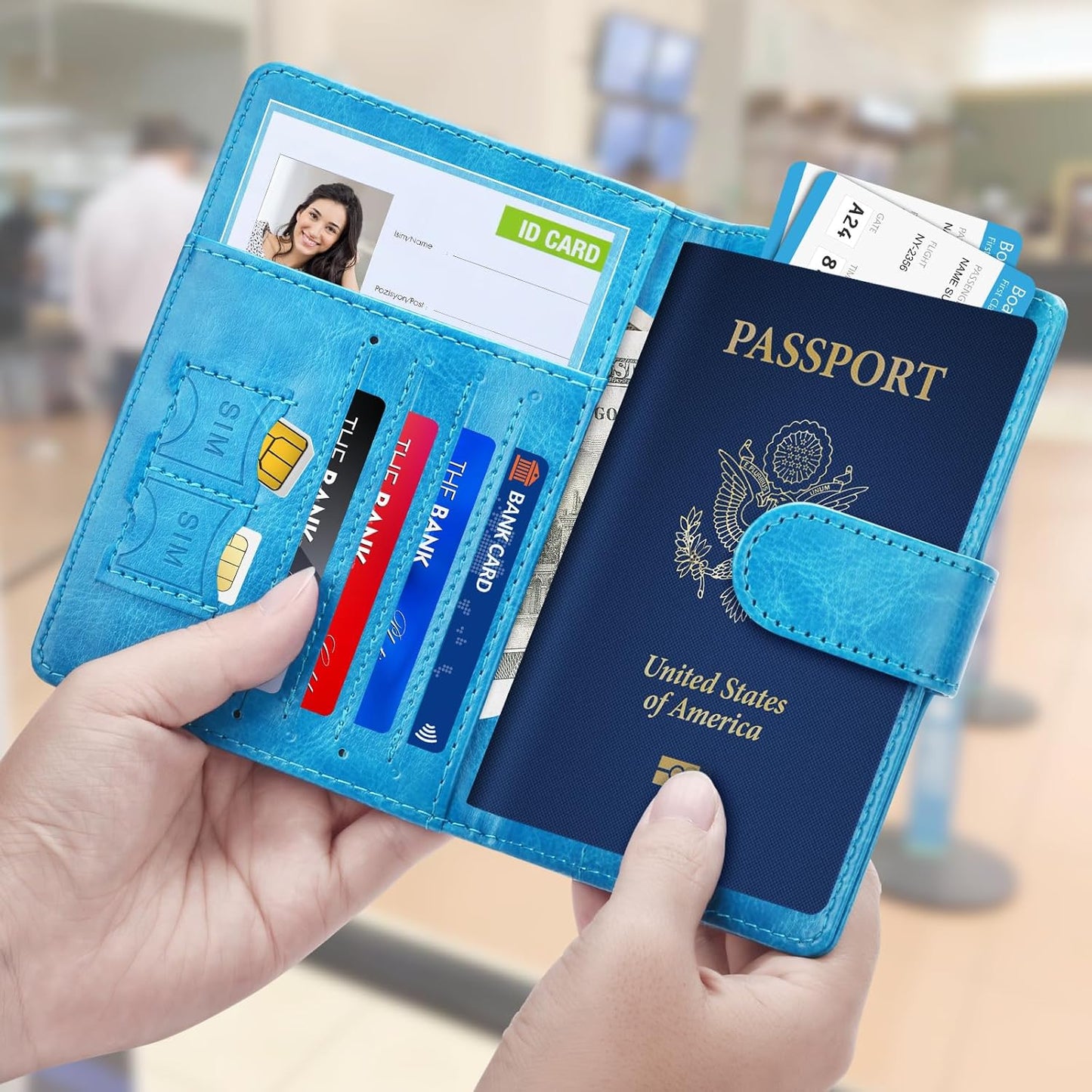 Herain Passport Holder for Travel Cruise Essentials, 2 Pcs Passport Cover Wallet Case Women Men Family, RFID Passports Book Card Holders Travel Accessorie Gifts Must Haves