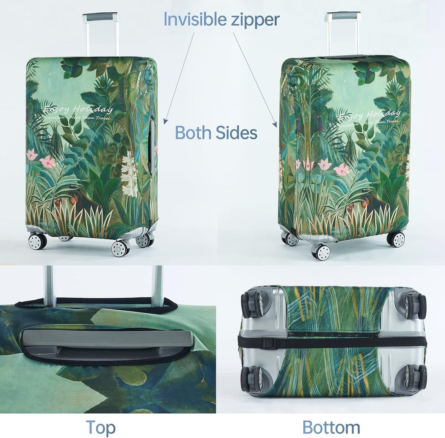 Travelkin Luggage Covers For Suitcase Tsa Approved,Suitcase Cover Protector Fit 18-32 Inch Luggage (Jungle, L)
