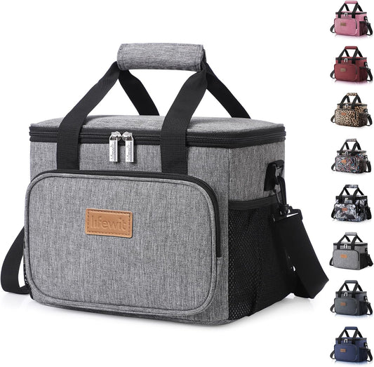 Lifewit Medium Lunch Bag Insulated Lunch Box Soft Cooler Cooling Tote for Adult Men Women, Gray 12-Can (9L)