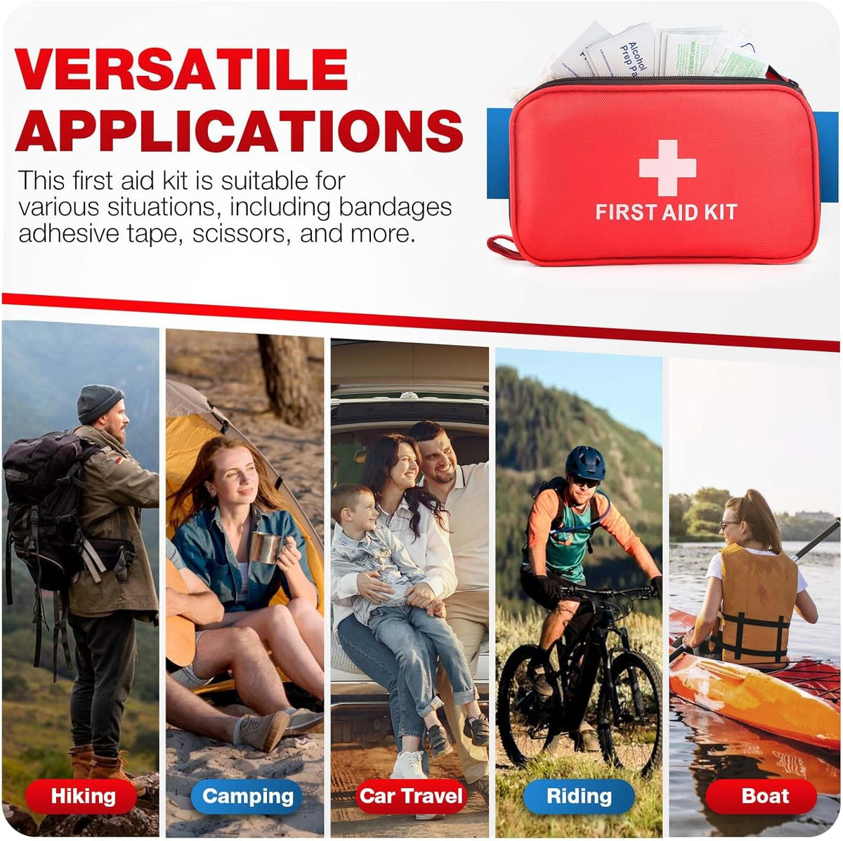 First Aid Kit 194 Piece Emergency Kits for Hiking Camping Trauma Kit for Boat Vehicle Compact Aid Kit for for Home Car Travel Outdoor Survival