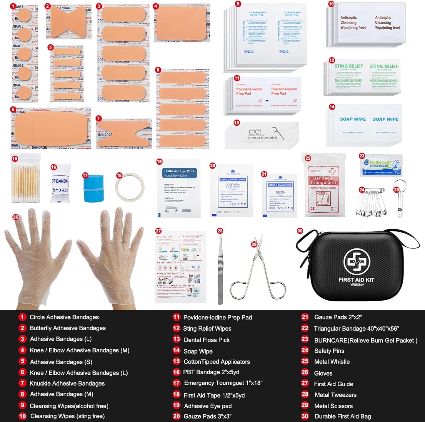 Mini First Aid Kit - 150 Piece Small Waterproof Hard Shell Medical Kit for Home, Car, Travel, Camping, Truck, Hiking, Sports, Office, Vehicle & Outdoor Emergencies (Black)