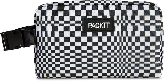 PackIt® Freezable Snack Box, Checked Out, Built with ECOFREEZE Technology, Collapsible, Reusable, Zip Closure with Buckle Handle, Designed For Work Snacks, Fresh Snacks On the Go, Adults, and All Ages