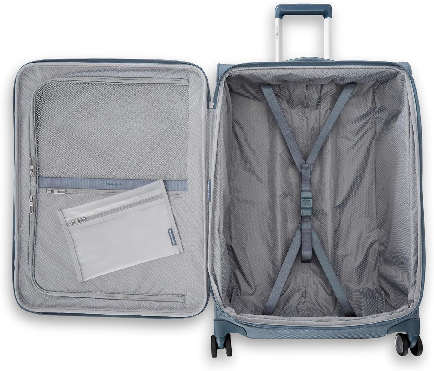 Samsonite UpLIFT Lightweight Medium Checked Softside Luggage with Spinner Wheels - Expandable - Airline-Approved, Polyester Soft Suitcase for Ultra Light Travel - Elemental Blue