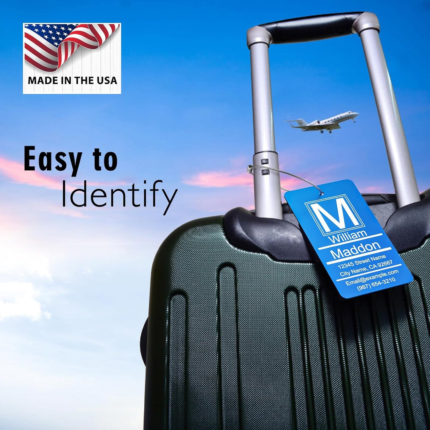 Luggage Tags for Suitcase - Black Personalized Engraved Metal Tag for Cruise Travel - Custom Name Tags Suitable for Bags and Backpacks,Vertical (2x3.5'')