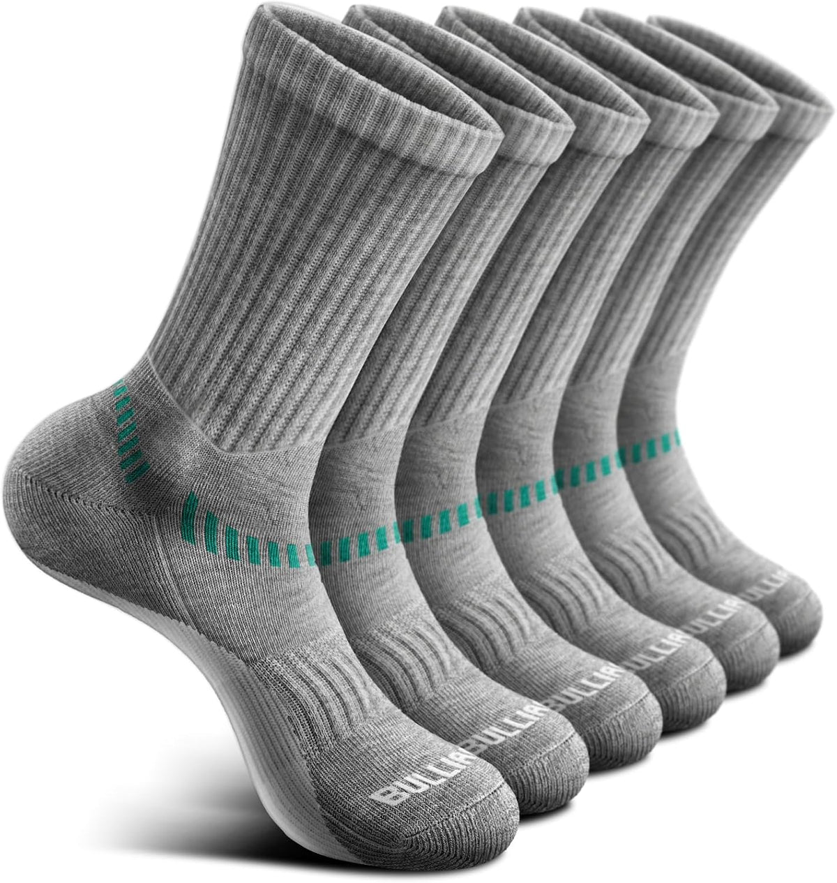 BULLIANT Compression Socks for Men 6Pairs, Athletic Crew Socks Cushioned For Men Sports Running-Arch Support