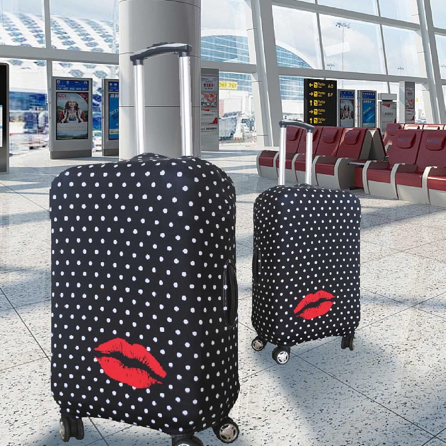 Explore Land Travel Luggage Cover Suitcase Protector Fits 31-32 Inch Case (Polkadot, XL)