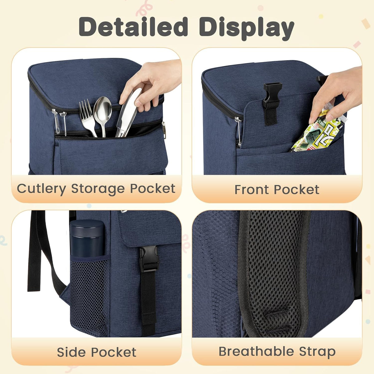 Cooler Backpack Soft Insulated Leak Proof 50 Cans Insulated Backpack Cooler Portable Picnic Camping Beach Hiking BBQ Lunch Backpack for Men and Women - Blue