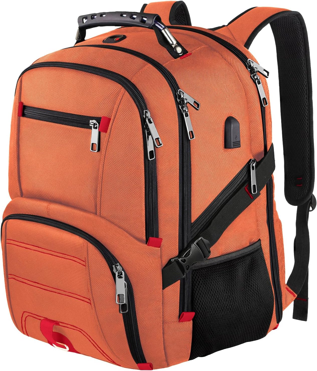 Extra Large 50L Travel Laptop Backpack, Computer bag Backbag with USB Charging Port, TSA Friendly Durable Big RFID Heavy Duty Business Tech Backpack Fits 17 Inch Laptops for Men Women, Orange