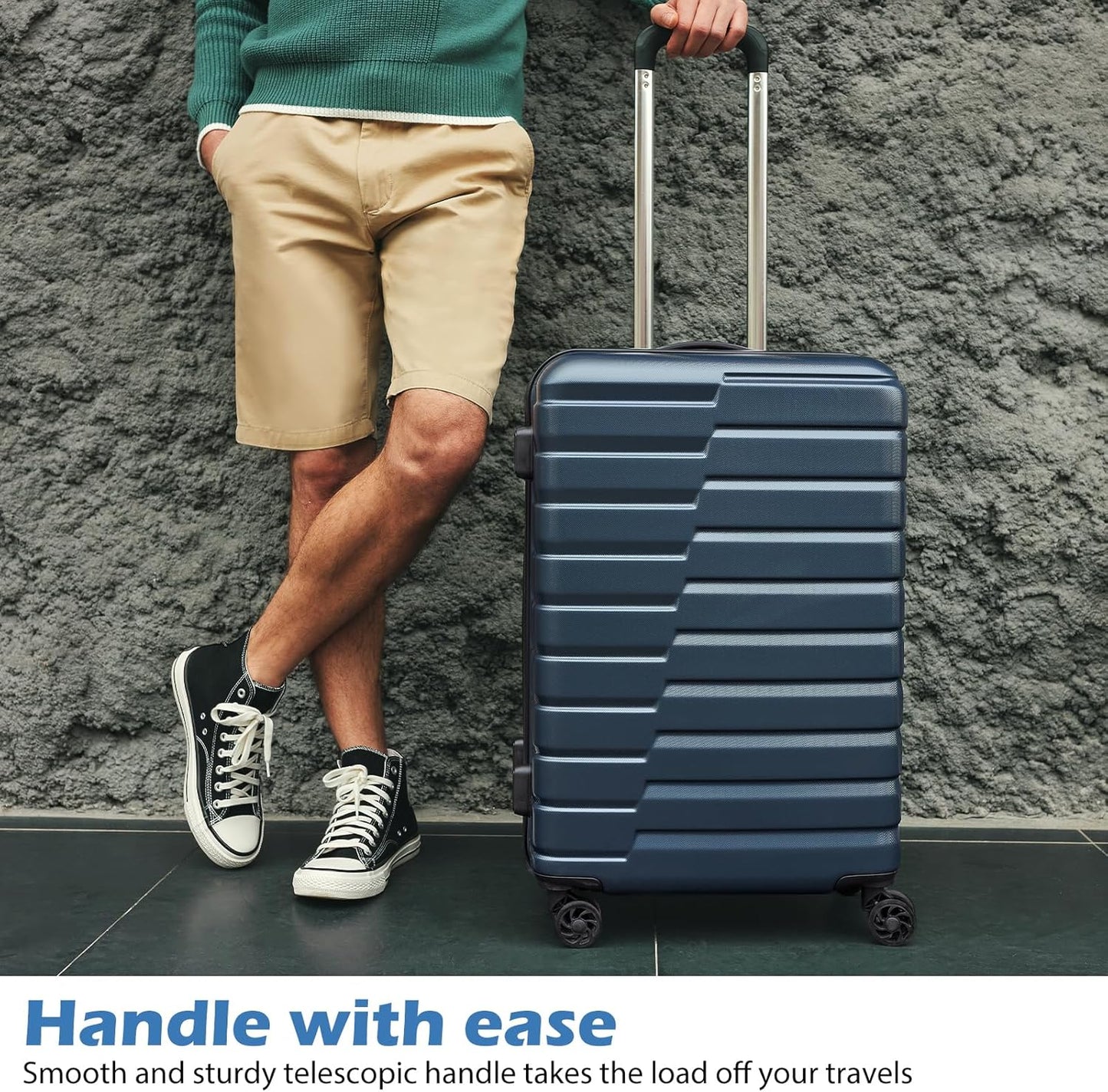 Coolife Medium Checked Luggage with Spinner Wheels Hardside Suitcase TSA Lock Telescopic Handle(24inch, Red)