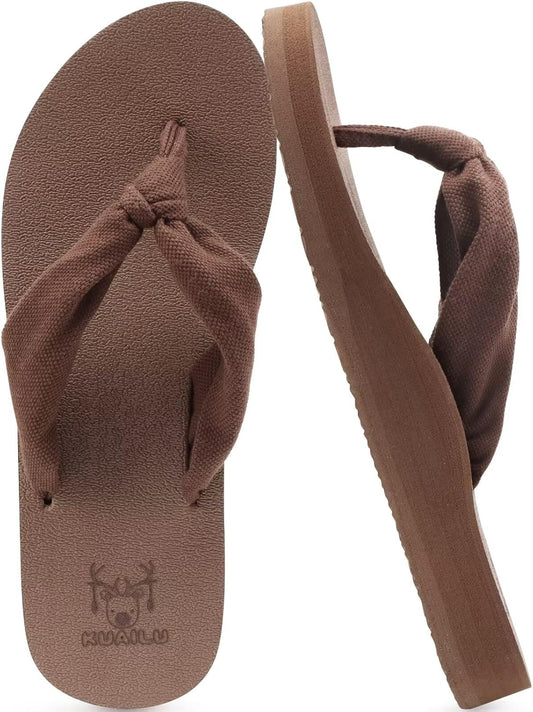 KuaiLu Flip Flops for Women with Arch Support Yoga Mat Comfortable Summer Beach Walking Thong Cushion Sandals Slip On Indoor Outdoor