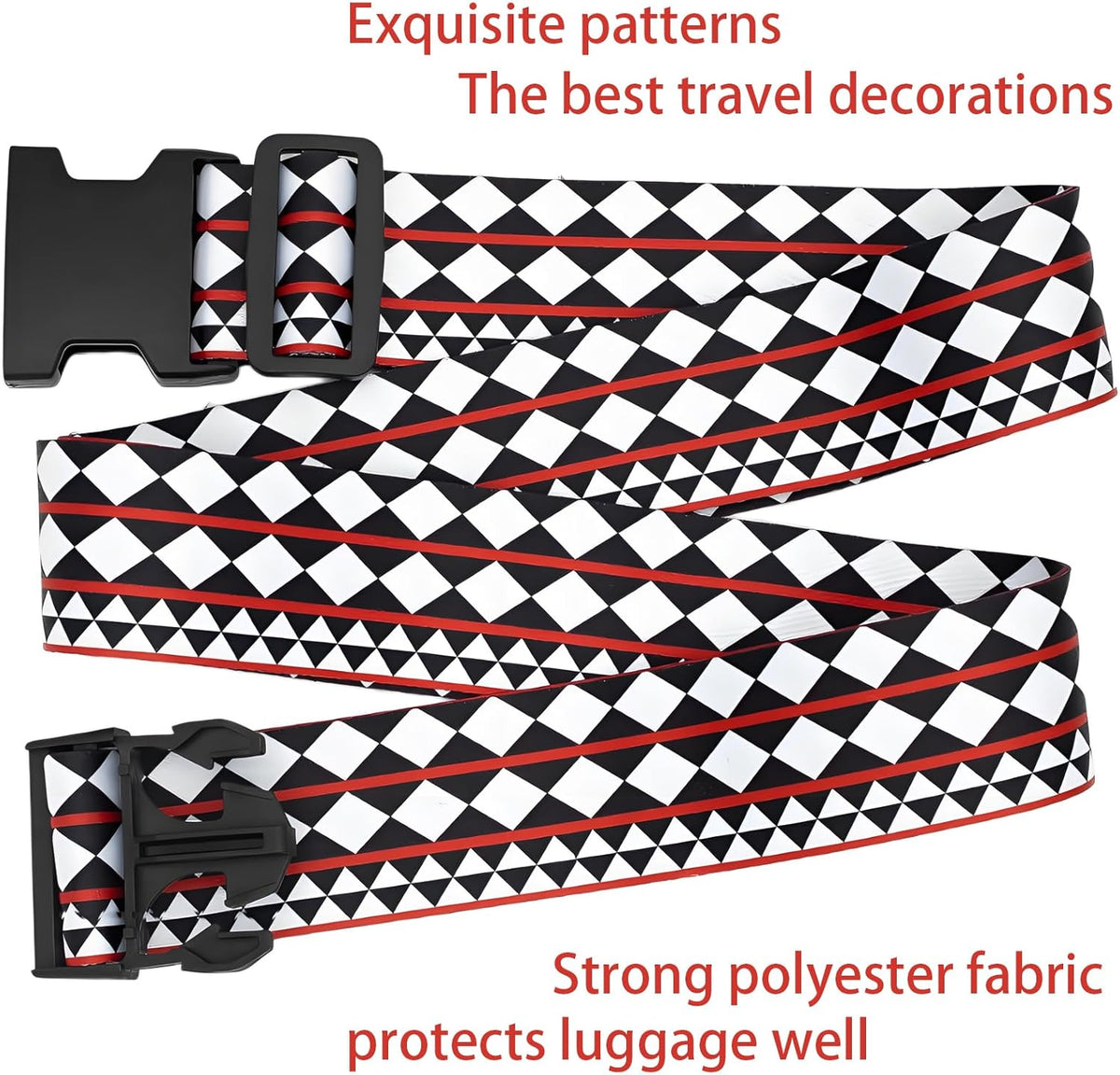 Geometric Arts Luggage Straps for Suitcases, Adjustable Luggage Travel Belt to Keep Luggage Security While Travel, Strong Polyester Fabric, Easy-to-Recognize Funny Pattern Travel Accessories, 2 Pack