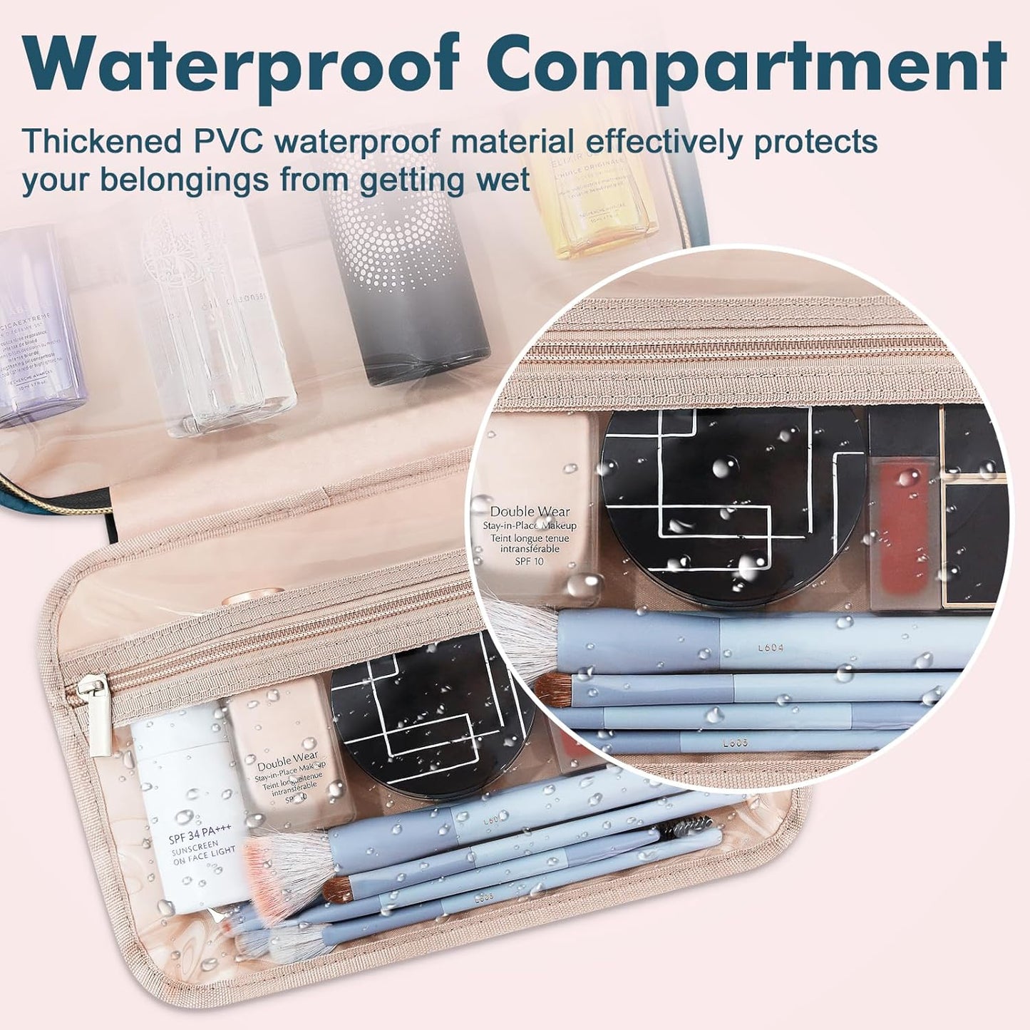 Wedama Toiletry Bag for Women, Medium Cosmetic Travel Bag, Hanging Toiletry Bag for Bathroom, Thickened PVC Waterproof Makeup Bag, Toiletries Bag for Travel Business Trips and Camping, Dark Blue