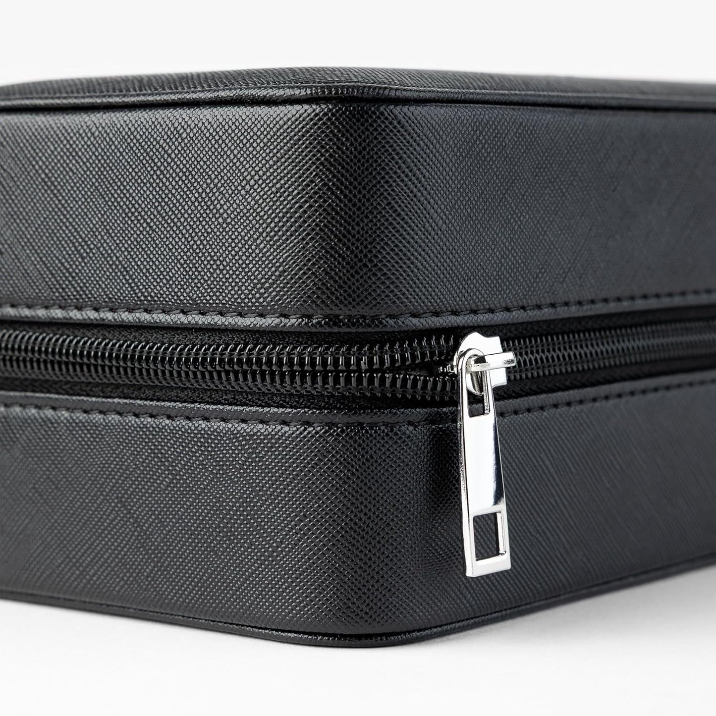 Watch Travel Case for Men | Leather Watch Case with 3 Slots | Perfect Travel Watch Organizer | Portable Watch Carrying Case for Men (Black/Grey)