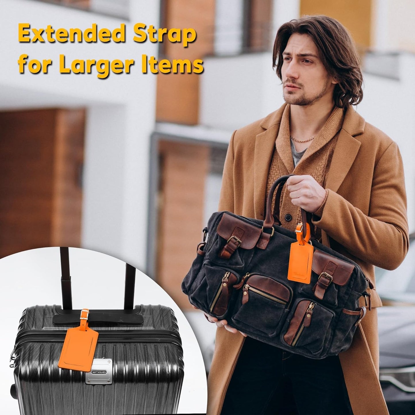 8 Pack Leather Luggage Travel Bag Tags by Travelambo