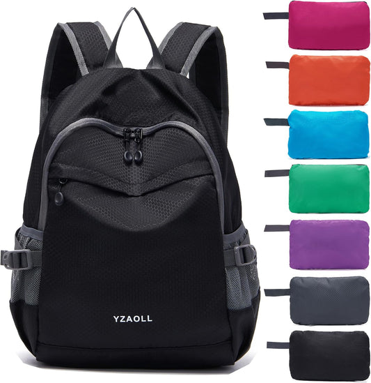 YZAOLL Small Lightweight Packable Hiking Backpack, 20L Hiking Backpack Day Pack for Women Men Travel Camping Vacation,Black