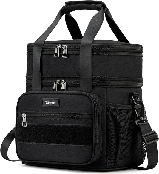 Weitars Lunch Box for Men Women Dual Compartment Lunch Box Heavy Duty Large Insulated Tactical Lunch Bag Durable Cooler Bag With Shoulder Strap for Adults Work Picnic Road Trip