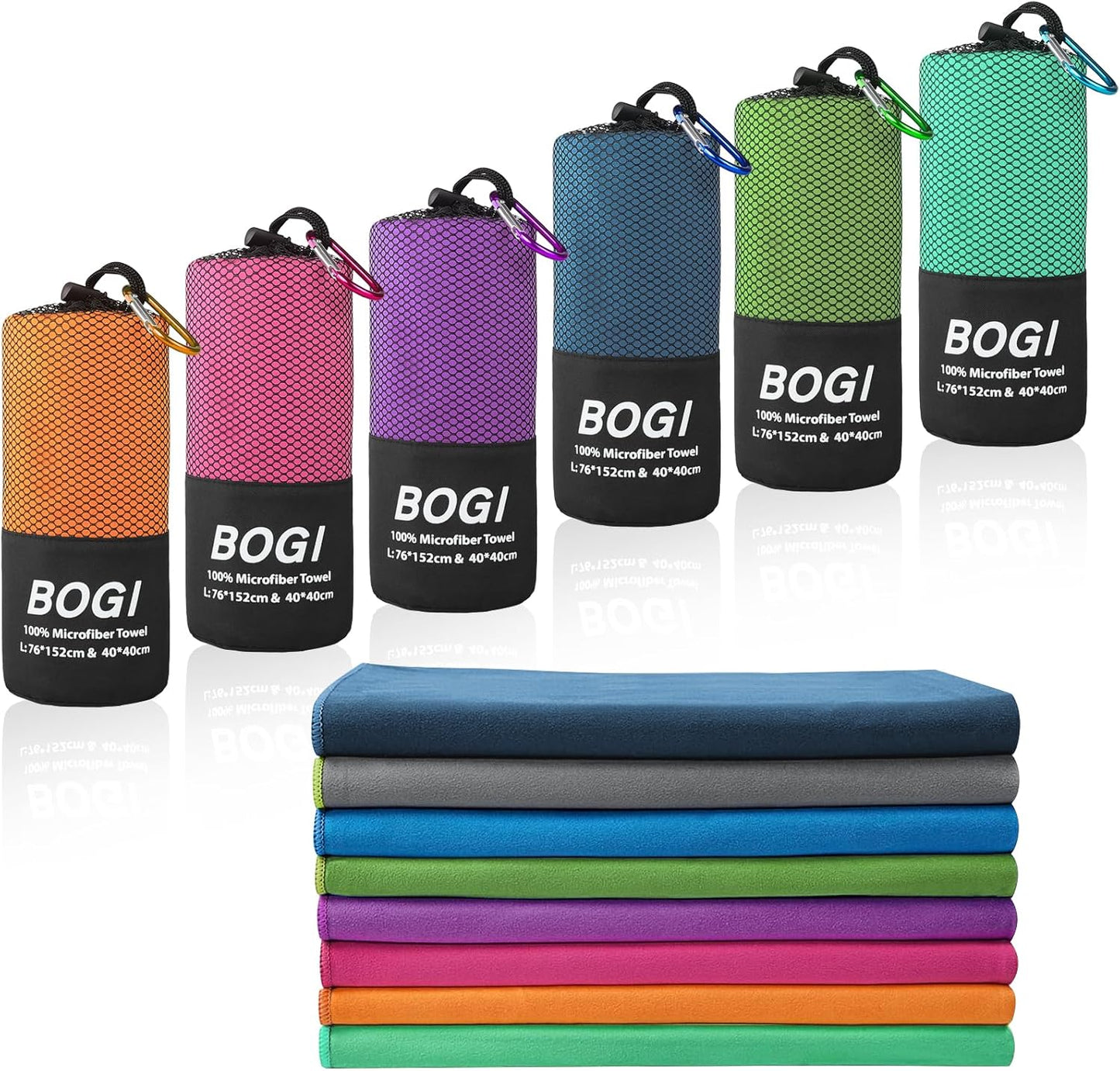 BOGI Microfiber Travel Sports Towel-Quick Dry Towel, Soft Lightweight Microfiber Camping Towel Absorbent Compact Travel Towel for Camping Gym Beach Yoga Swimming Backpacking (S:16''x32'',2Pcs-Orange)