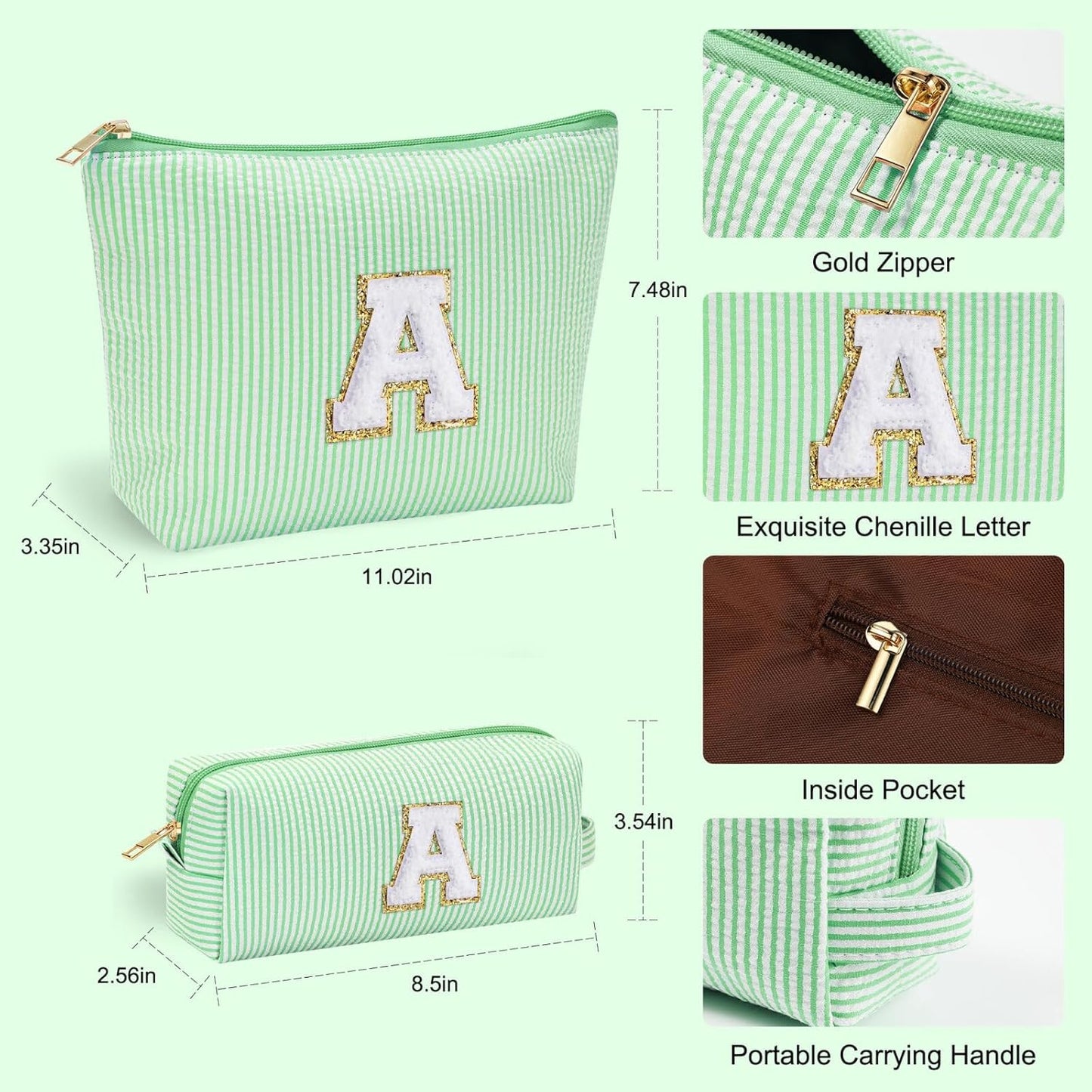 YOOLIFE Birthday Gifts for Women Her - Personalized Cute Initial Cosmetic Makeup Pouch Make Up Travel Bag for Mothers Day Gifts Teacher Sister Friend Girlfriend Mothers Day Gifts for Mom D