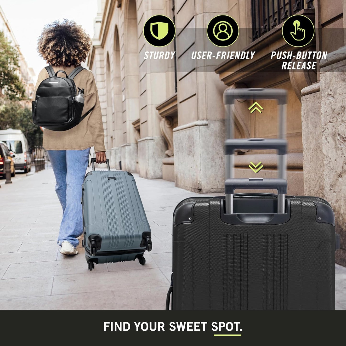 Kenneth Cole REACTION Out of Bounds Lightweight Hardshell 4-Wheel Spinner Luggage, Midnight Black, 2-Piece Set (20" & 28")