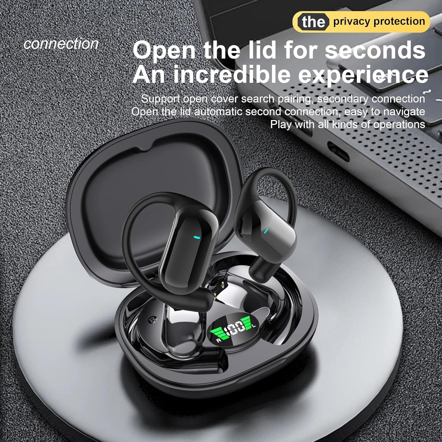Wireless Earbuds, Translation Earbuds Real Time- Audifonos Traductores Inglés Español, 3-in-1 Translator Earbuds with 144 Languages, HF Sound, Bluetooth 5.4 Headphones for Travel Sport Workout (Black)