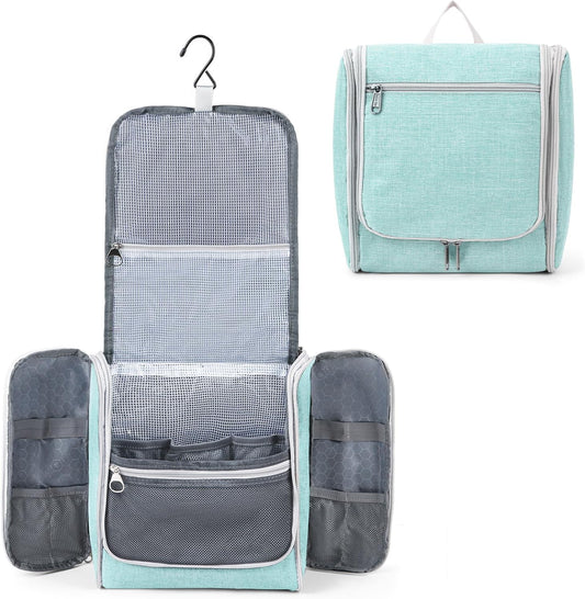 Della Gao Travel Toiletry Bag for Men and Women, Bathroom Bag, Water-Resistant Nylon (L, Green)