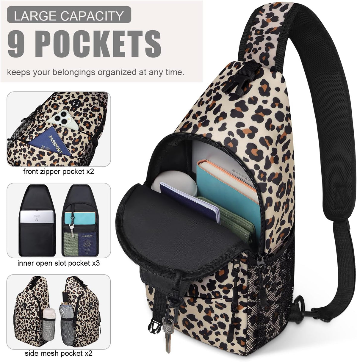 Crossbody Bags for Women Men Trendy Sling Bag Bakpack Casual Chest Bag with Convertible Shoulder Strap