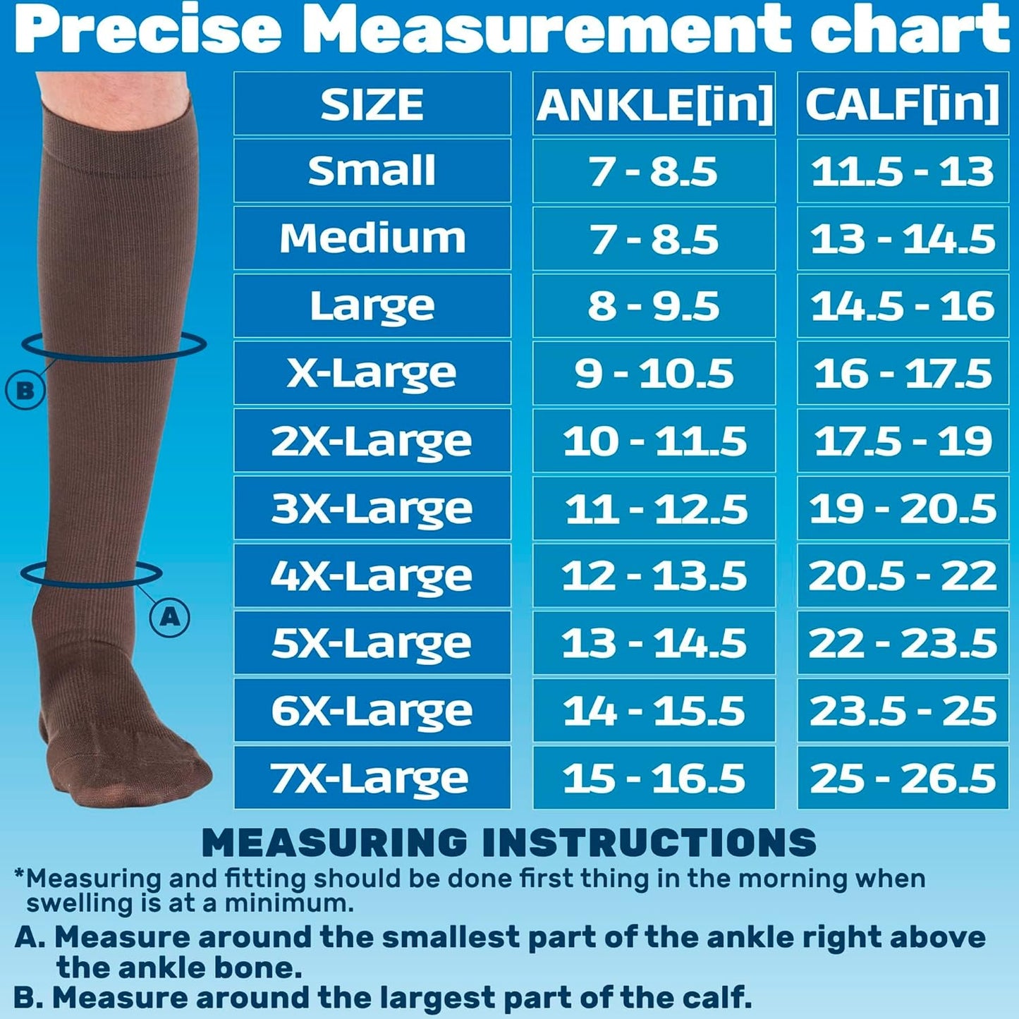 ABSOLUTE SUPPORT Cotton Compression Socks for Women & Men 20-30 mmhg Knee High
