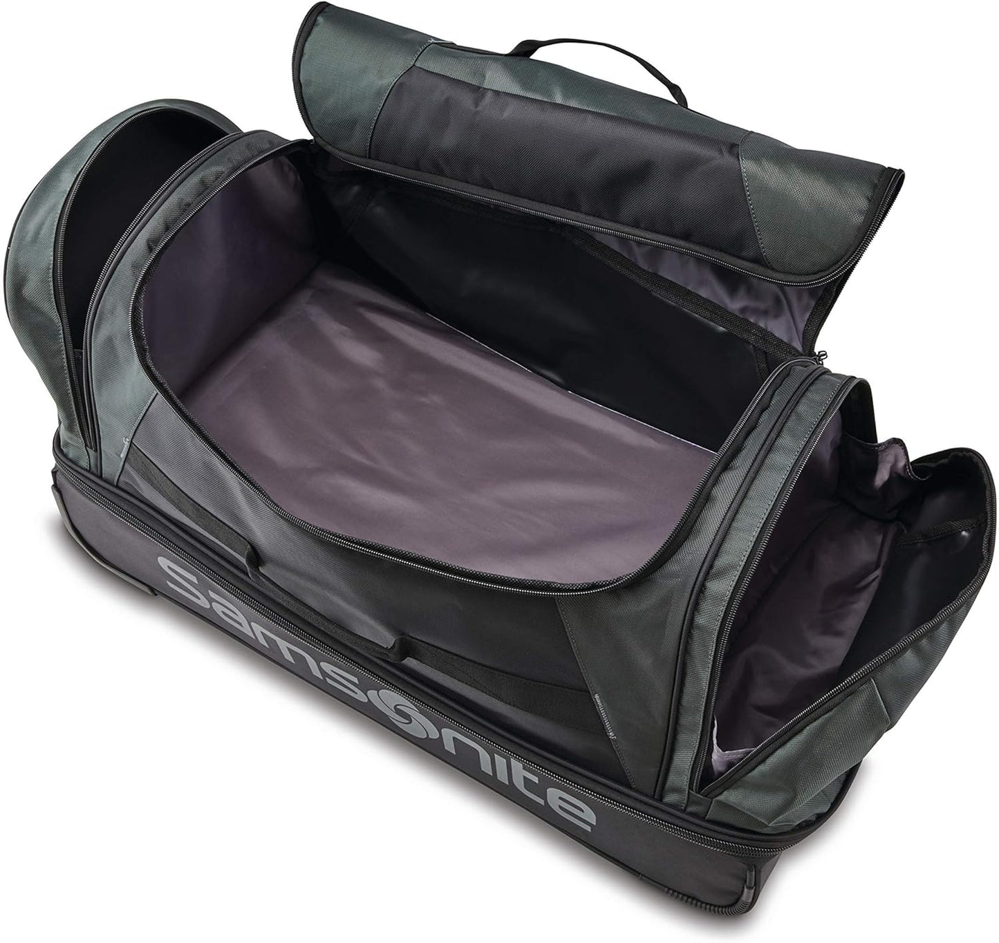 Samsonite Andante 2 Wheeled Duffel Bag – 22-Inch Durable Rolling Luggage with Inline Skate Wheels, Push-Button Handle & Spacious Compartments – Travel-Friendly and Lightweight - Moss Green/Black