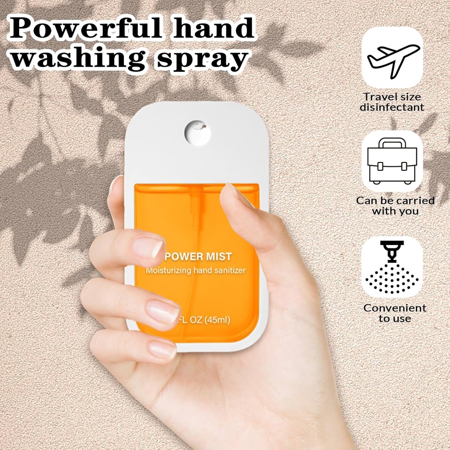 Power Mist Hydrating Hand Sanitizer Spray, Portable Travel-Size Hand Sanitizer Spray, 500-Sprays Each，Suitable for Both Adults and Children (Aloe vera)