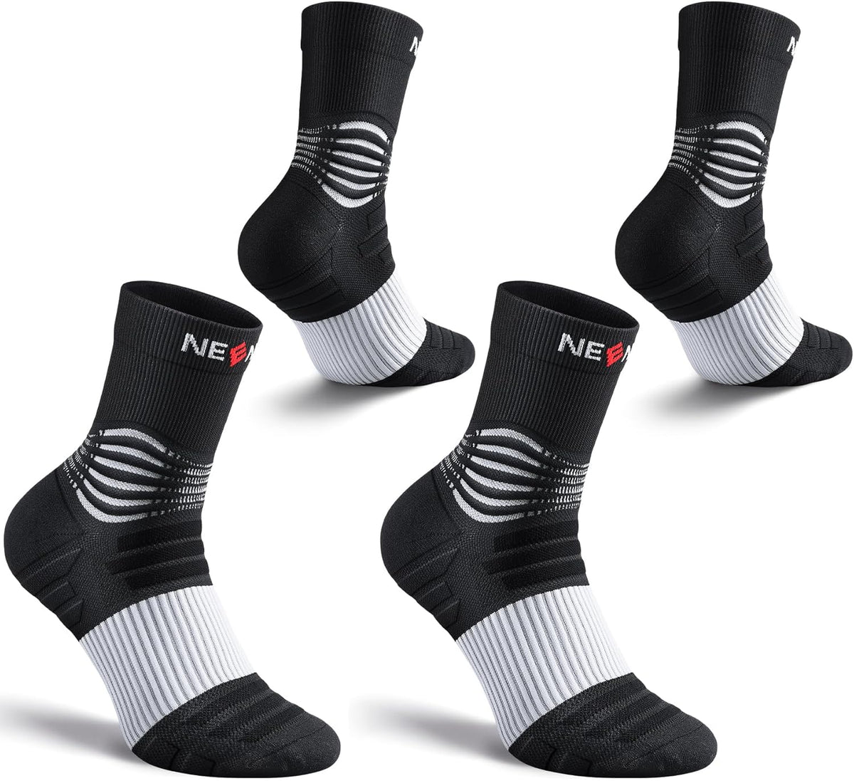 NEENCA Medical Compression Socks—2 Pairs, Ankle Socks for Injury Recovery, Pain Relief, Swelling, Sport Protection 20-30 mmHg