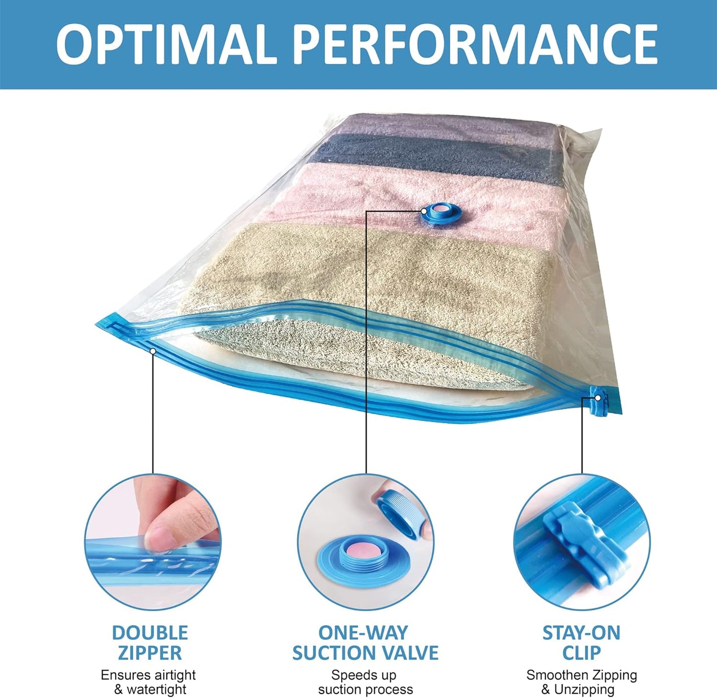 20 Pack Vacuum Storage Bags with Pump, Space Saver Vacuum Storage Bags, Vacuum Seal Bags for Clothing, Comfoters, Pillows, Blanket, Bedding