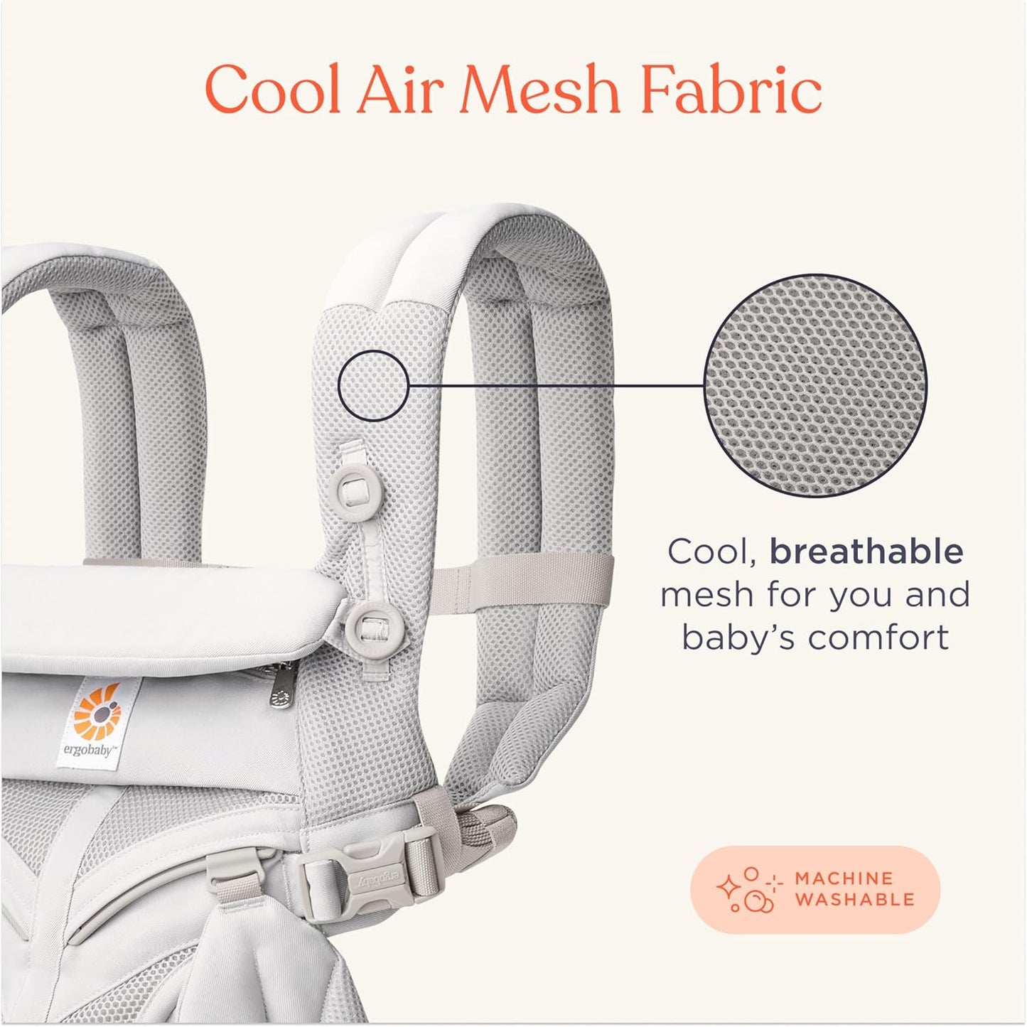 Ergobaby Omni Classic Baby Carrier Newborn to Toddler - Breathable Baby Carriers for Summer - All-Position Carrier with Lumbar Support (7-45 Pounds), Mesh, Onyx Black