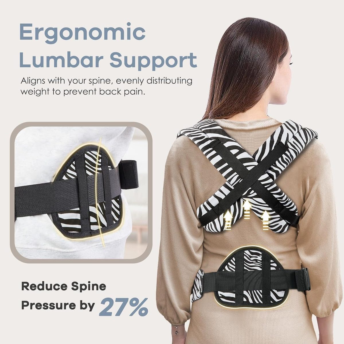 Baby Carrier with Lumbar Support, Cozy Baby Carrier Newborn to Toddler with Adjustable Seat Size, Ergonomic Infant Carrier with 3-Way Carry, Front Facing Toddler Hodler Carrier for Mom & Dad, Zebra