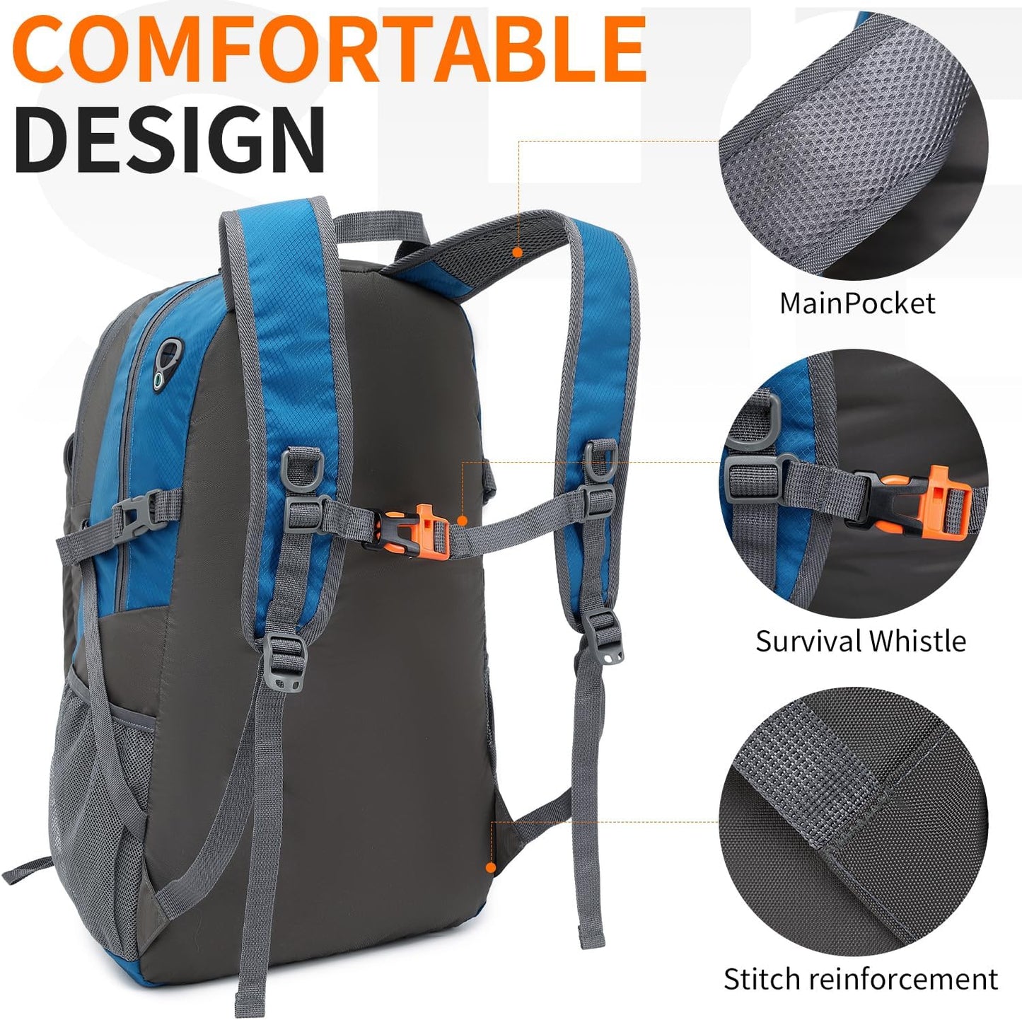 40L Hiking Backpack Lightweight Daypack Waterproof Travel Camping Backpack for Men Women Sport Packable