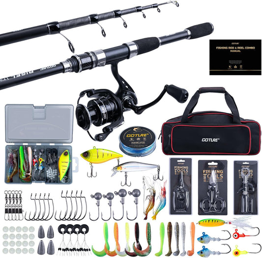 Goture Fishing Rod and Reel Combo,Fishing Pole,Telescopic Fishing Rod Kit with Spinning Reel, Telescopic Fishing Pole with Carrier Bag for Freshwater Saltwater for Men Women