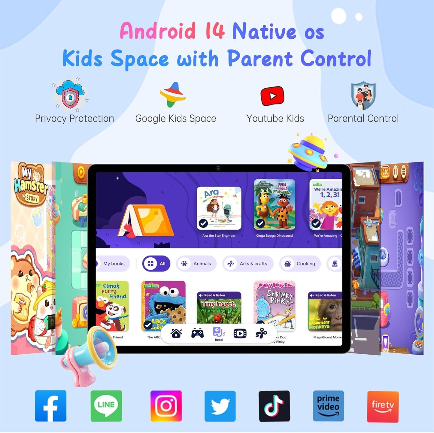 HAOVM Tablet 10 inch Android 14, 4G SIM Unlocked, Kid Tablet with SIM Card Slot, IPS Touch Screen, 2.0GHz Fast Processor, 3GB+32GB+TF Expand,2.4G/5GHz WiFi,8MP Camera, GPS, with Blue case