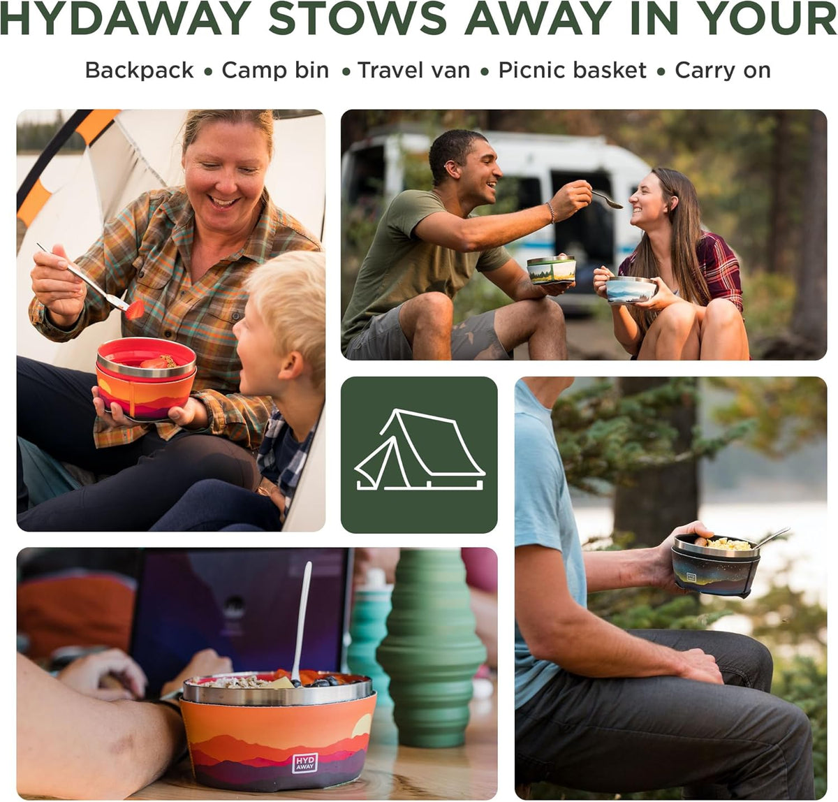 HYDAWAY 1-Quart Collapsible Insulated Bowl with Lid - BPA-Free, Leak-Resistant, Space-Saving Camp Bowl - Ideal for Hiking, Travel & Outdoor Meals