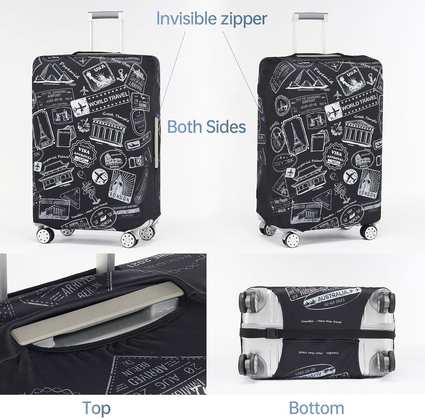TRAVELKIN more than travel Luggage Covers For Suitcase Tsa Approved,Suitcase Cover Protector Fit 18-32 Inch Luggage