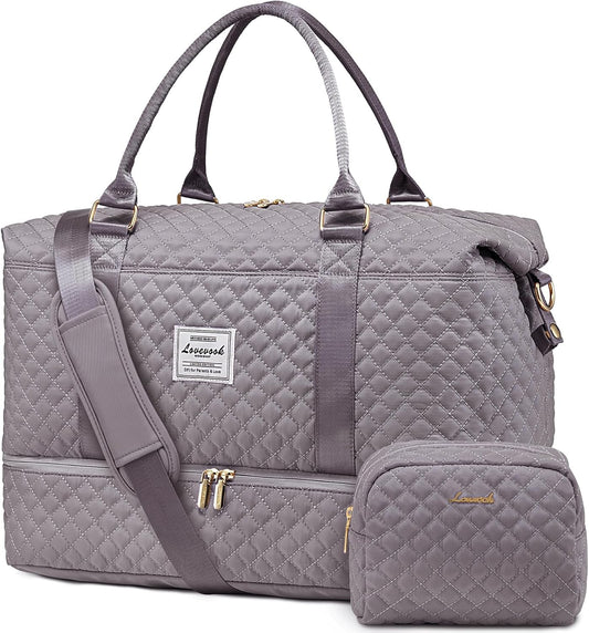 LOVEVOOK Travel Duffle Bag,Weekender Bags for Women with Shoe Compartment，Carry on Overnight Bag with Toiletry Bag,Gym Duffel Bag with Wet Pocket, Hospital Bags for Labor and Delivery