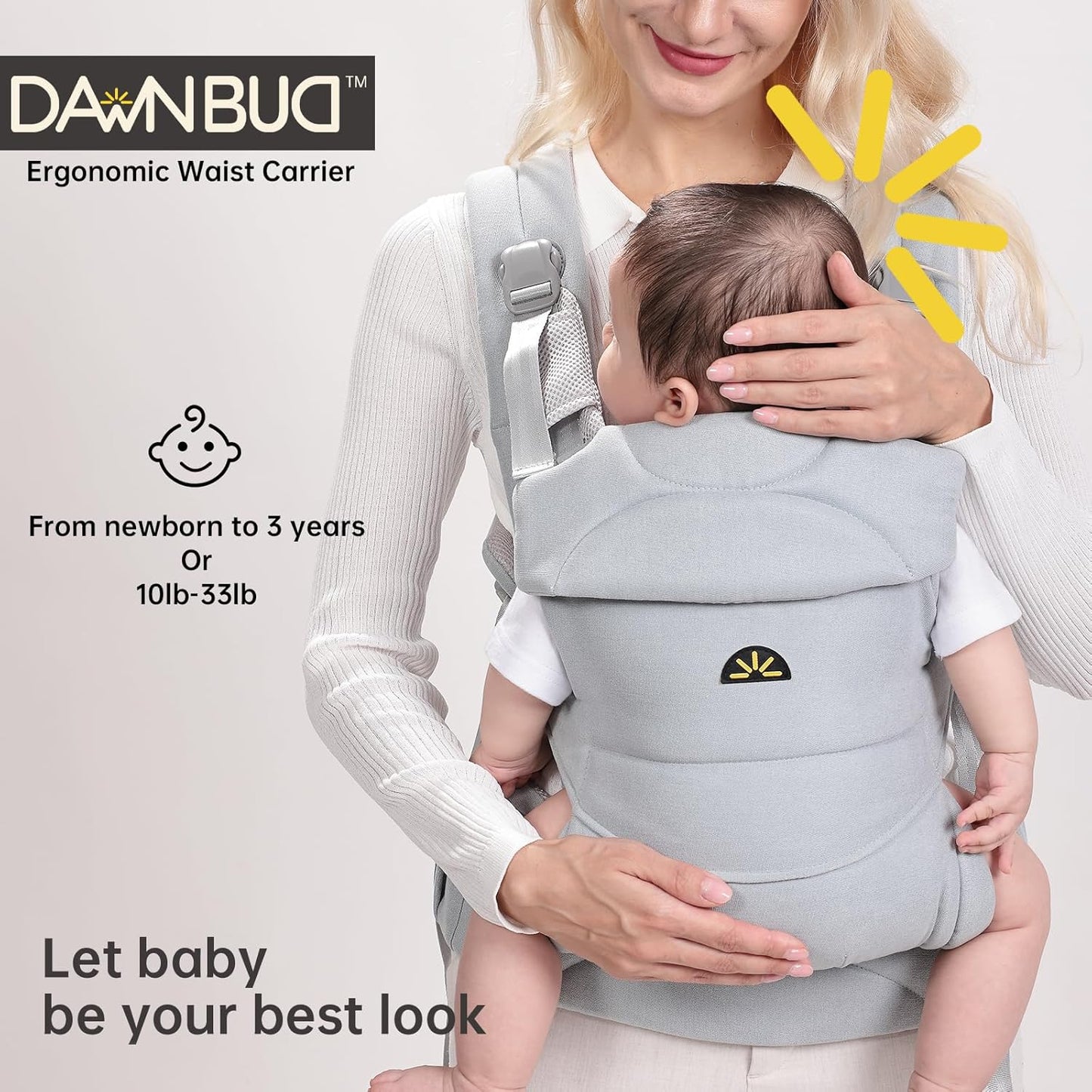 Baby Carrier for Newborns to Toddlers, Adjustable, Ultra-Soft and Weightless, Ergonomic Baby Carrier with Head Support, Baby Travel Gear, Baby Essentials (Blue)