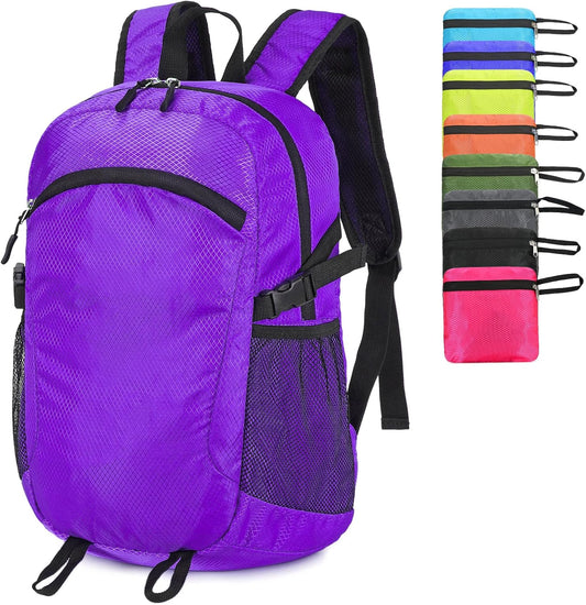 Small Hiking Daypack,15L Water-Resistant Hiking Backpack Packable Lightweight Travel Day Pack for Women Men (Purple, Small)